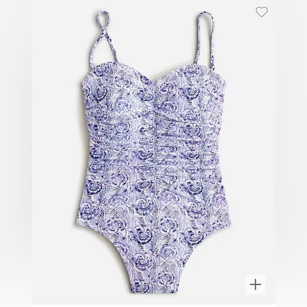 J. Crew Ruched One Piece Swimsuit Women's Plus 24 3X Purple NWT Sweetheart BH509